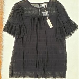 Max Studio Mesh Pleated Top